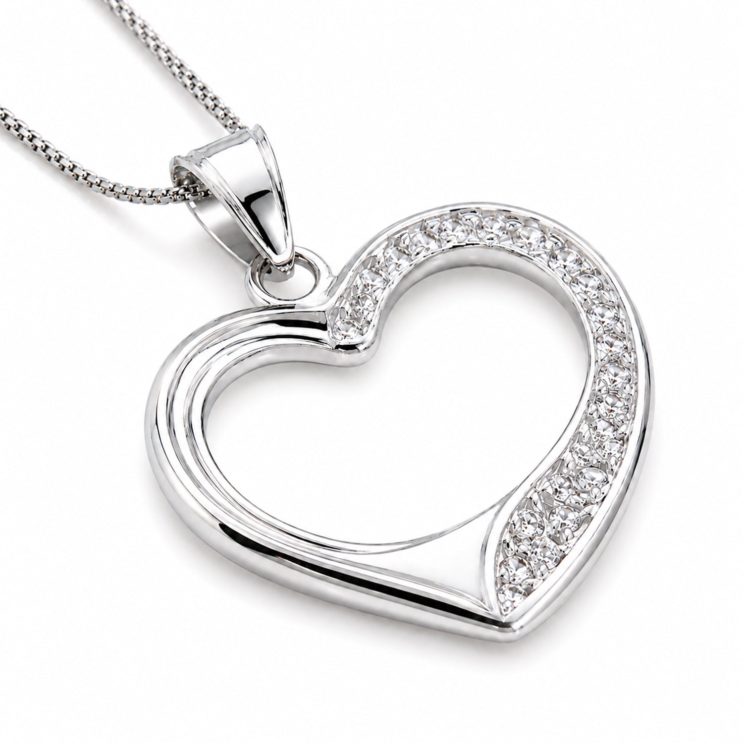 9K White Gold Open Heart Pendant 8613748 4