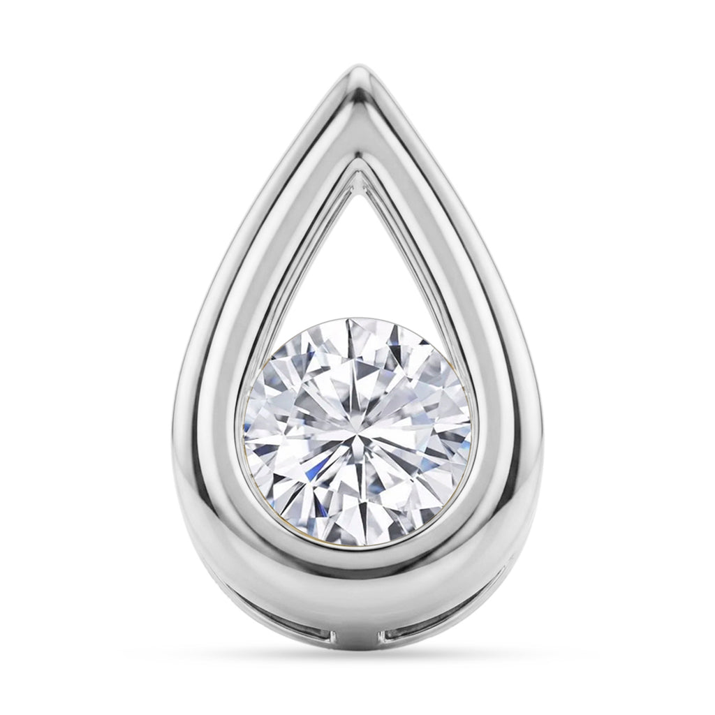 D'Joy - GRA Certified Moissanite Solitaire Pendant in Rhodium Overlay Sterling Silver