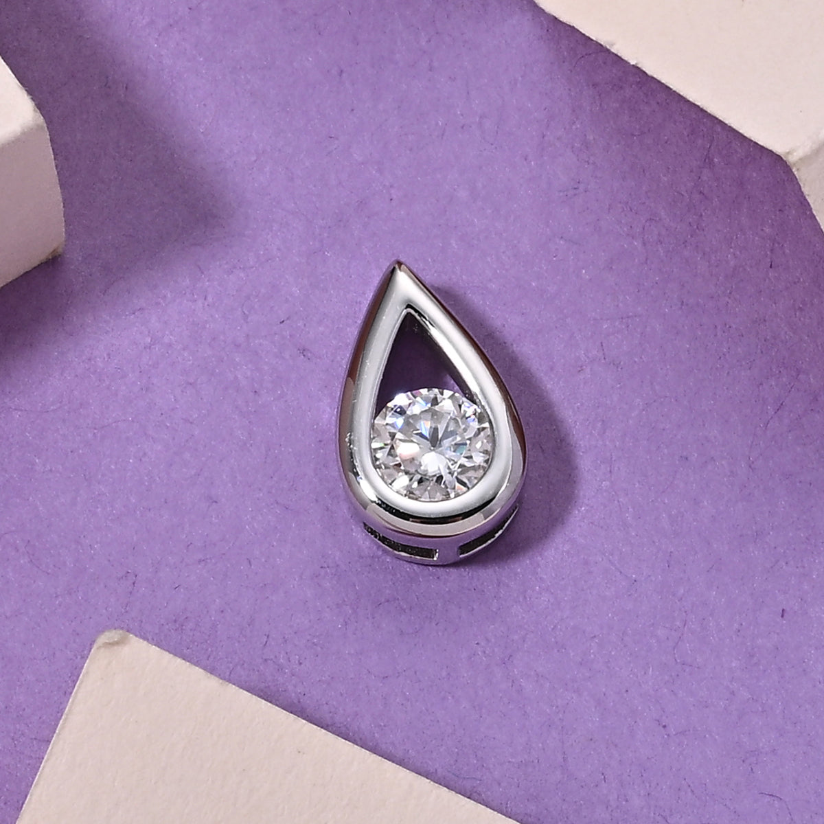 D'Joy - GRA Certified Moissanite Solitaire Pendant in Rhodium Overlay Sterling Silver V32513510 3