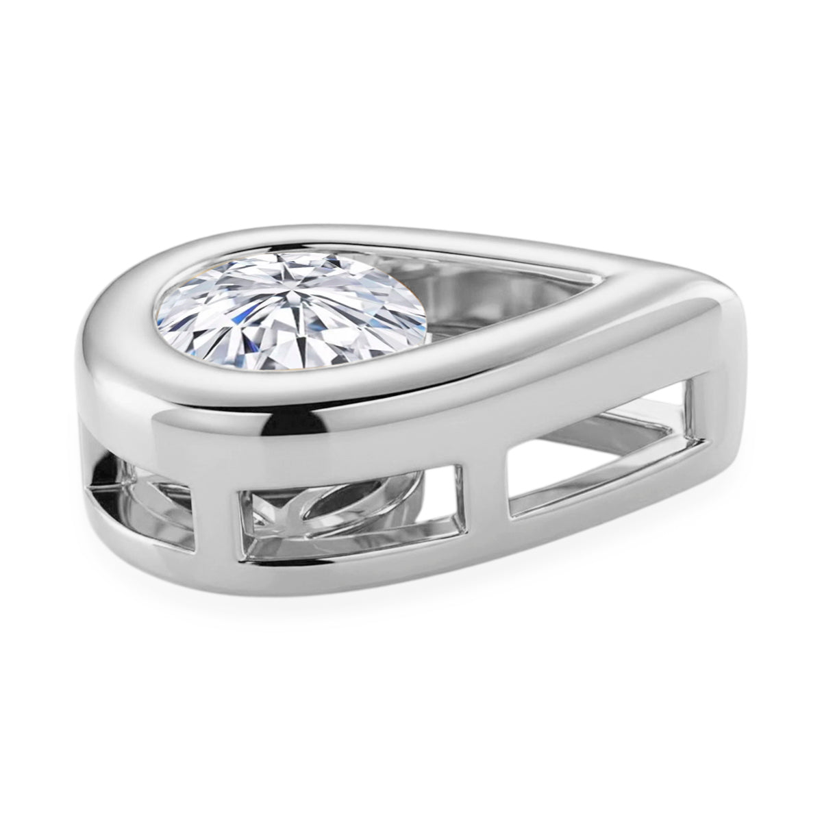 D'Joy - GRA Certified Moissanite Solitaire Pendant in Rhodium Overlay Sterling Silver V32513510 4
