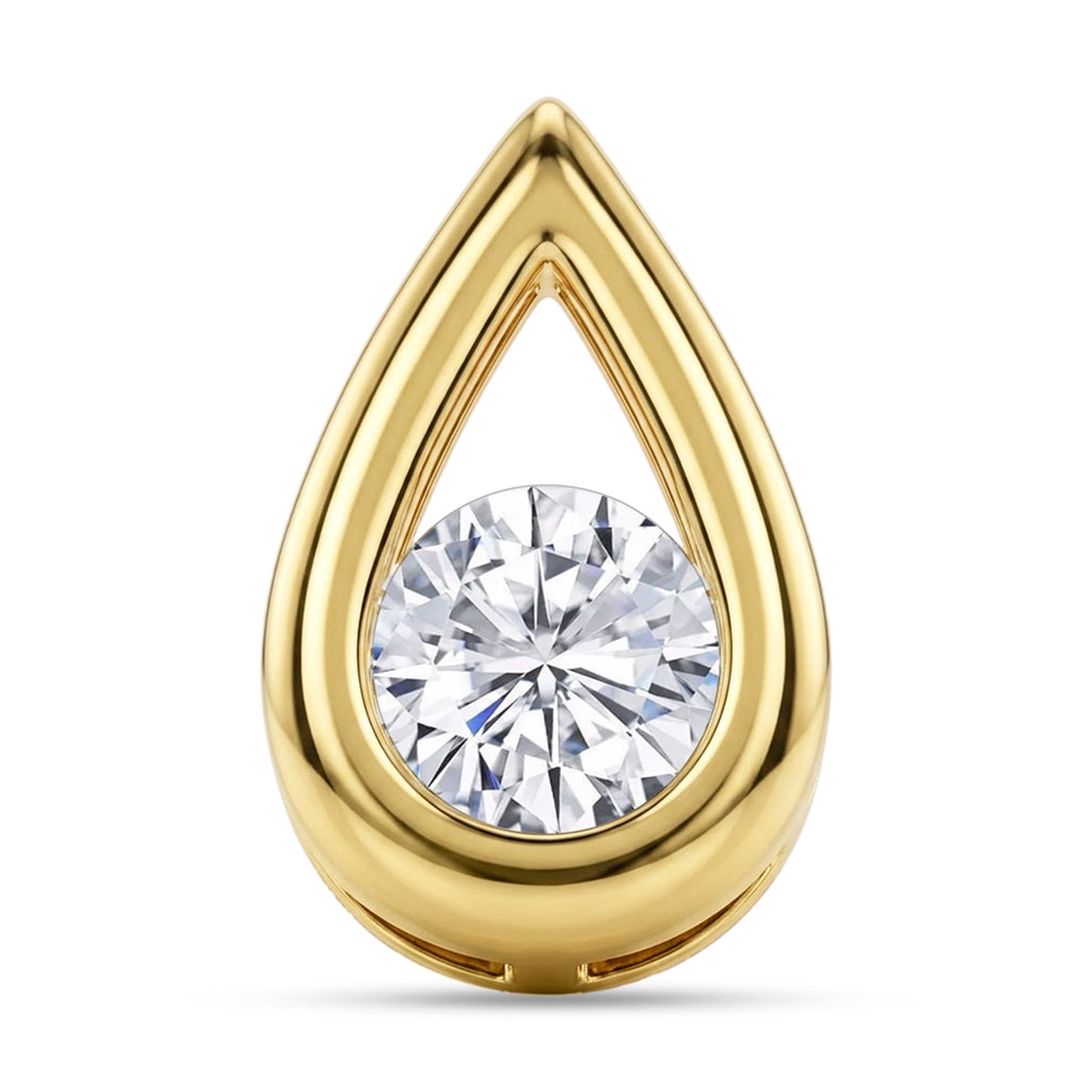 D'Joy - GRA Certified Moissanite Solitaire Pendant in Yellow Gold Plated Sterling Silver