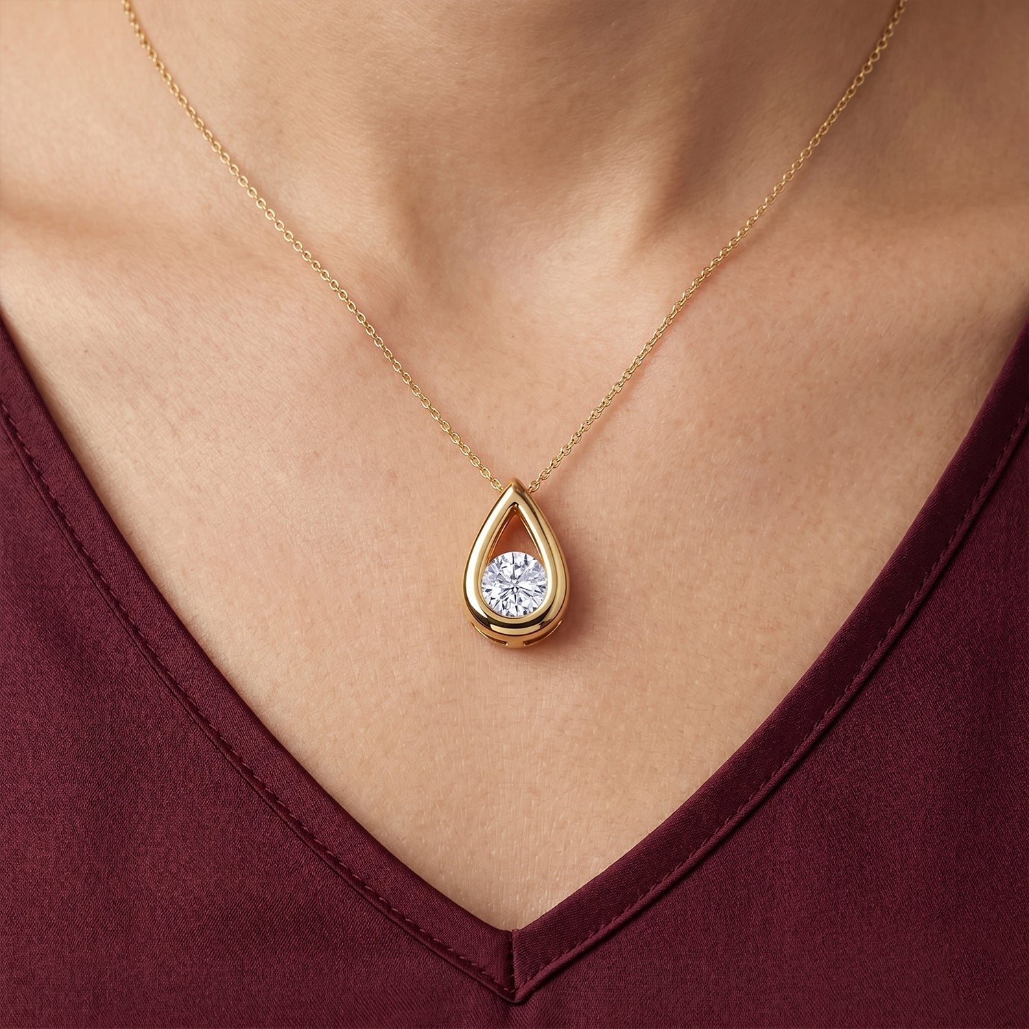 D'Joy - GRA Certified Moissanite Solitaire Pendant in Yellow Gold Plated Sterling Silver 8613771 4
