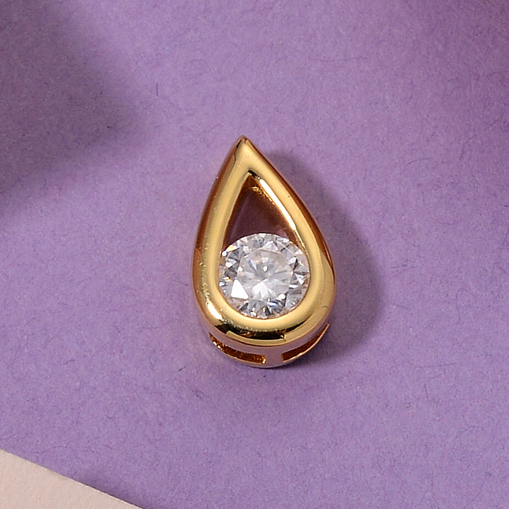 D'Joy - GRA Certified Moissanite Solitaire Pendant in Yellow Gold Plated Sterling Silver_8613771_2