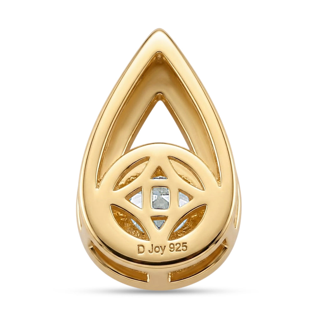 D'Joy - GRA Certified Moissanite Solitaire Pendant in Yellow Gold Plated Sterling Silver_8613771_4