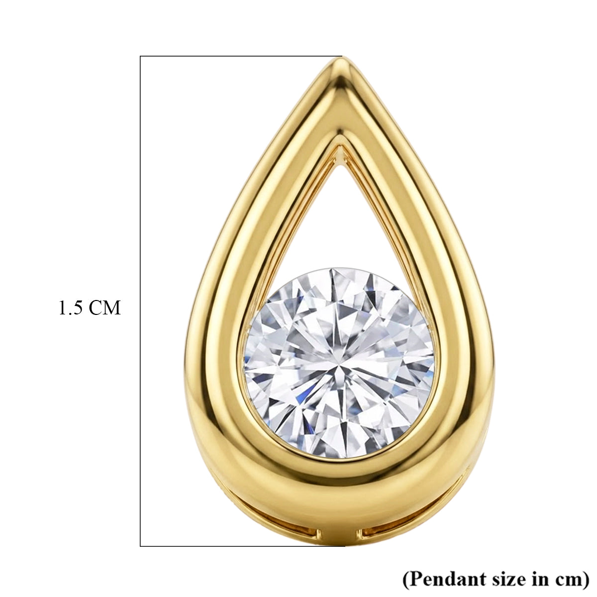 D'Joy - GRA Certified Moissanite Solitaire Pendant in Yellow Gold Plated Sterling Silver 8613771 8