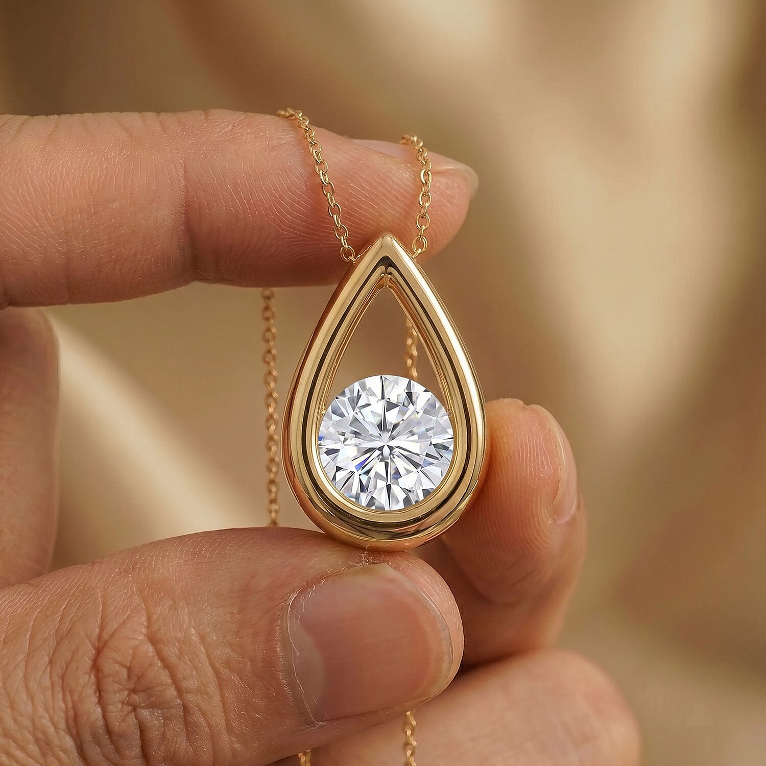 D'Joy - GRA Certified Moissanite Solitaire Pendant in Yellow Gold Plated Sterling Silver 8613771 0