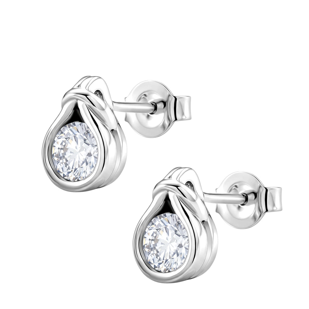 D'Joy - GRA Certified Moissanite Solitaire Stud Push Post Earring in Rhodium Overlay Sterling Silver_8613772