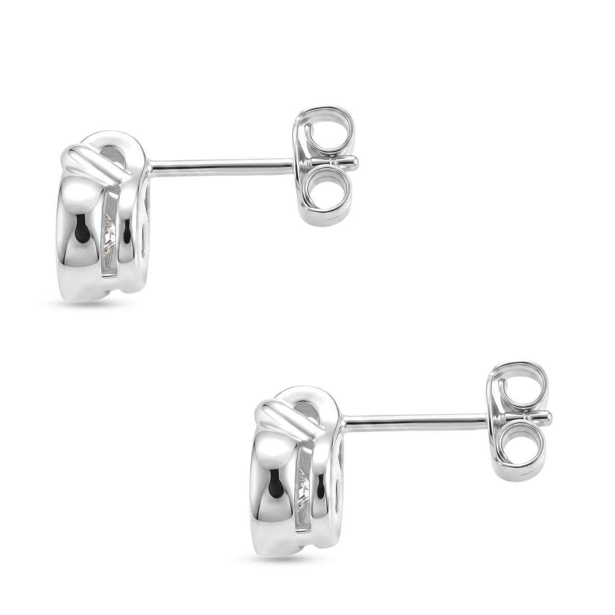 D'Joy - GRA Certified Moissanite Solitaire Stud Push Post Earring in Rhodium Overlay Sterling Silver 8613772 4