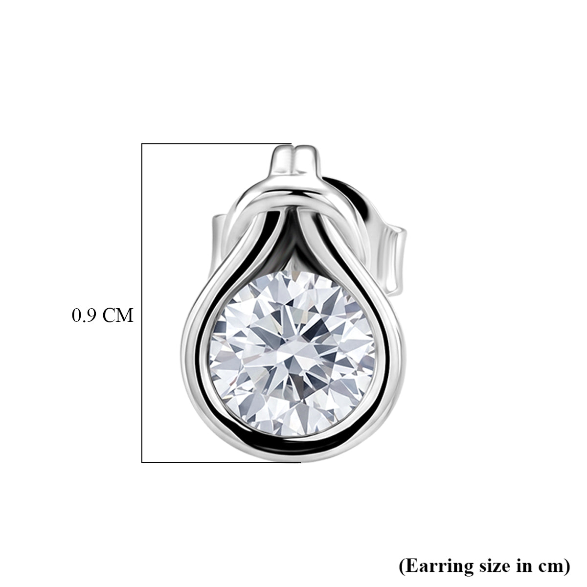 D'Joy - GRA Certified Moissanite Solitaire Stud Push Post Earring in Rhodium Overlay Sterling Silver 8613772 6