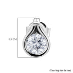 D'Joy - GRA Certified Moissanite Solitaire Stud Push Post Earring in Rhodium Overlay Sterling Silver_8613772_5
