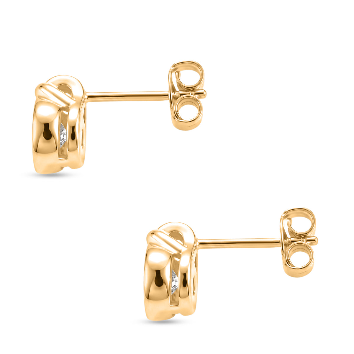 D'Joy - GRA Certified Moissanite Solitaire Stud Push Post Earring in Yellow Gold Plated Sterling Silver V32512747 4