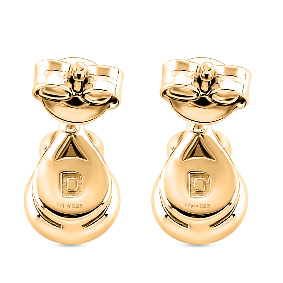 D'Joy - GRA Certified Moissanite Solitaire Stud Push Post Earring in Yellow Gold Plated Sterling Silver V32512747 5