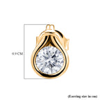 D'Joy - GRA Certified Moissanite Solitaire Stud Push Post Earring in Yellow Gold Plated Sterling Silver_8613773_5