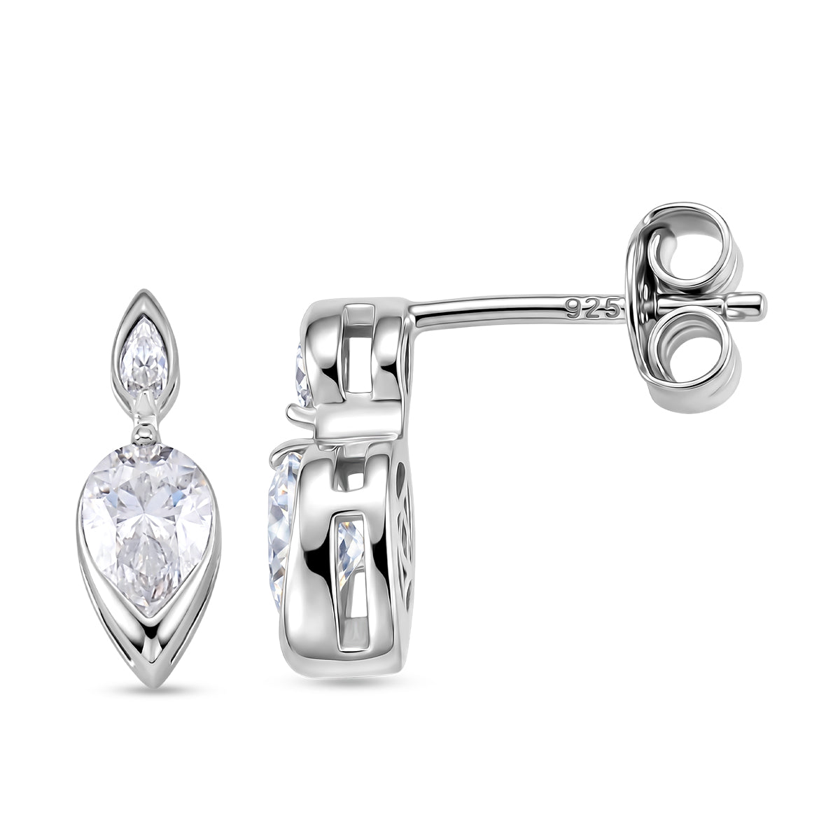 D'Joy - GRA Certified Moissanite Dangling Earring with Push Back in Rhodium Overlay Sterling Silver 1.06 Ct. 8613829 0