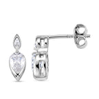 D'Joy - GRA Certified Moissanite Dangling Earring with Push Back in Rhodium Overlay Sterling Silver 1.06 Ct._8613829