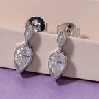 D'Joy - GRA Certified Moissanite Dangling Earring with Push Back in Rhodium Overlay Sterling Silver 1.06 Ct._8613829_2