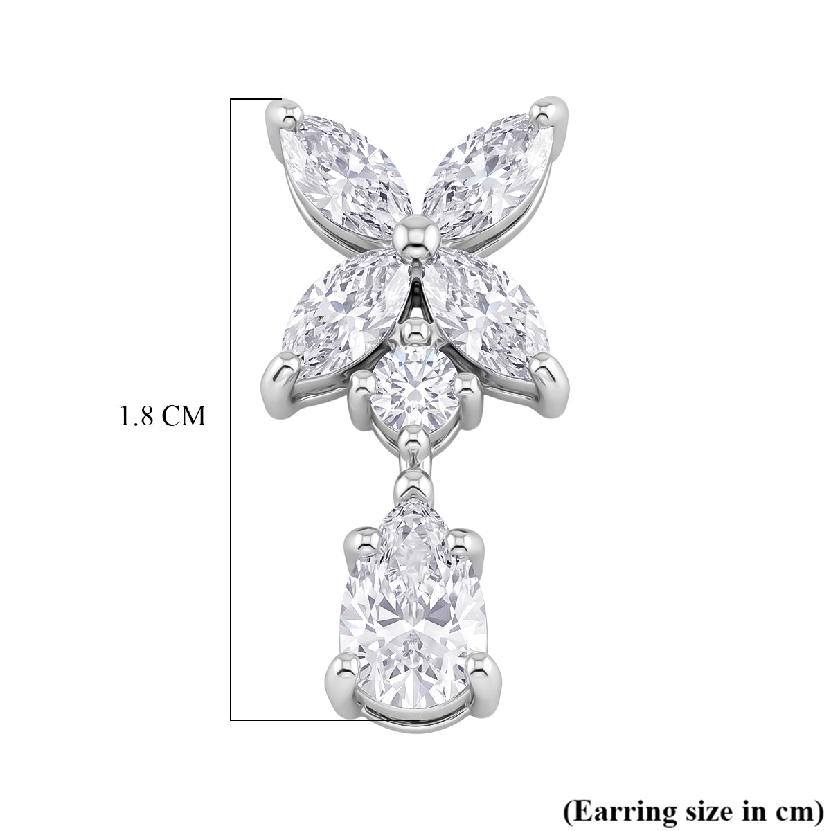 D'Joy - GRA Certified Moissanite Floral Drop Earring with Push Back in Rhodium Overlay Sterling Silver 2.48 Ct. V32563808 6
