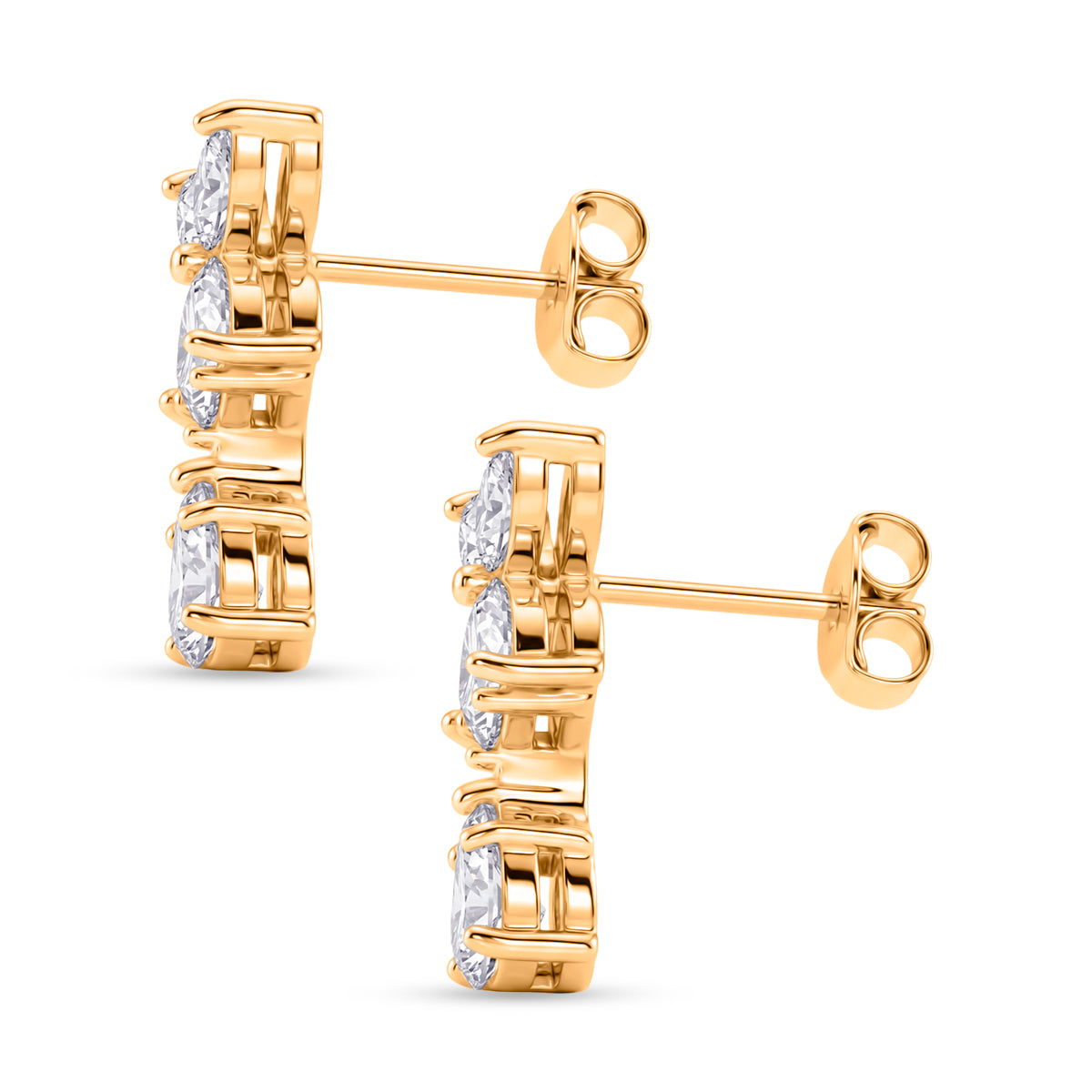 D'Joy - GRA Certified Moissanite Floral Drop Earring with Push Back in Yellow Gold Plated Sterling Silver 2.48 Ct. 8613831 4