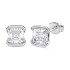 D'Joy - GRA Certified (D-VVS1) Moissanite Solitaire Stud Push Post Earring in Rhodium Overlay Sterling Silver 2.00 Ct._8613832