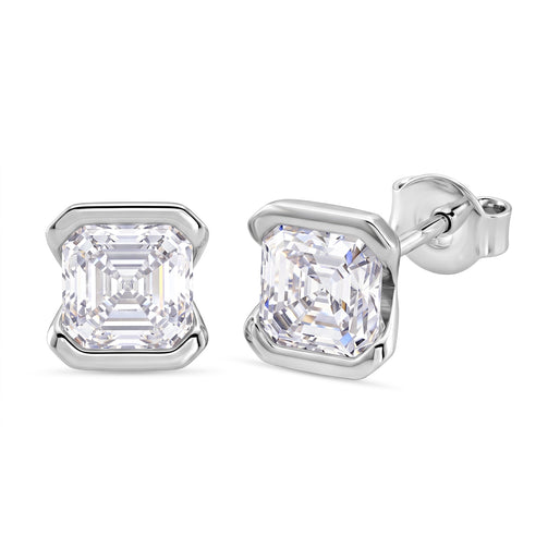 D'Joy - GRA Certified (D-VVS1) Moissanite Solitaire Stud Push Post Earring in Yellow Gold Plated Sterling Silver 2.00 Ct.