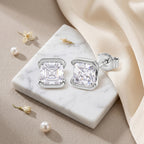 D'Joy - GRA Certified (D-VVS1) Moissanite Solitaire Stud Push Post Earring in Rhodium Overlay Sterling Silver 2.00 Ct._8613832_2