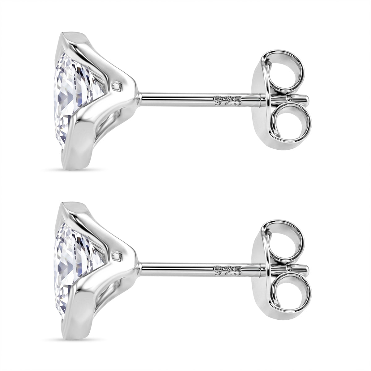 D'Joy - GRA Certified (D-VVS1) Moissanite Solitaire Stud Push Post Earring in Rhodium Overlay Sterling Silver 2.00 Ct. 8613832 4