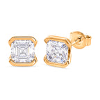 D'Joy - GRA Certified (D-VVS1) Moissanite Solitaire Stud Push Post Earring in Yellow Gold Plated Sterling Silver 2.00 Ct._8613833