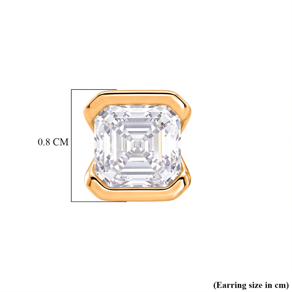 D'Joy - GRA Certified (D-VVS1) Moissanite Solitaire Stud Push Post Earring in Yellow Gold Plated Sterling Silver 2.00 Ct._8613833_5
