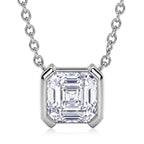 D'Joy - GRA Certified Moissanite Solitaire Necklace (Size - 18) in Rhodium Overlay Sterling Silver 2.00 Ct._8613889