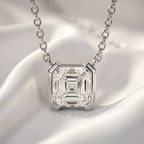 D'Joy - GRA Certified Moissanite Solitaire Necklace (Size - 18) in Rhodium Overlay Sterling Silver 2.00 Ct._8613889_2
