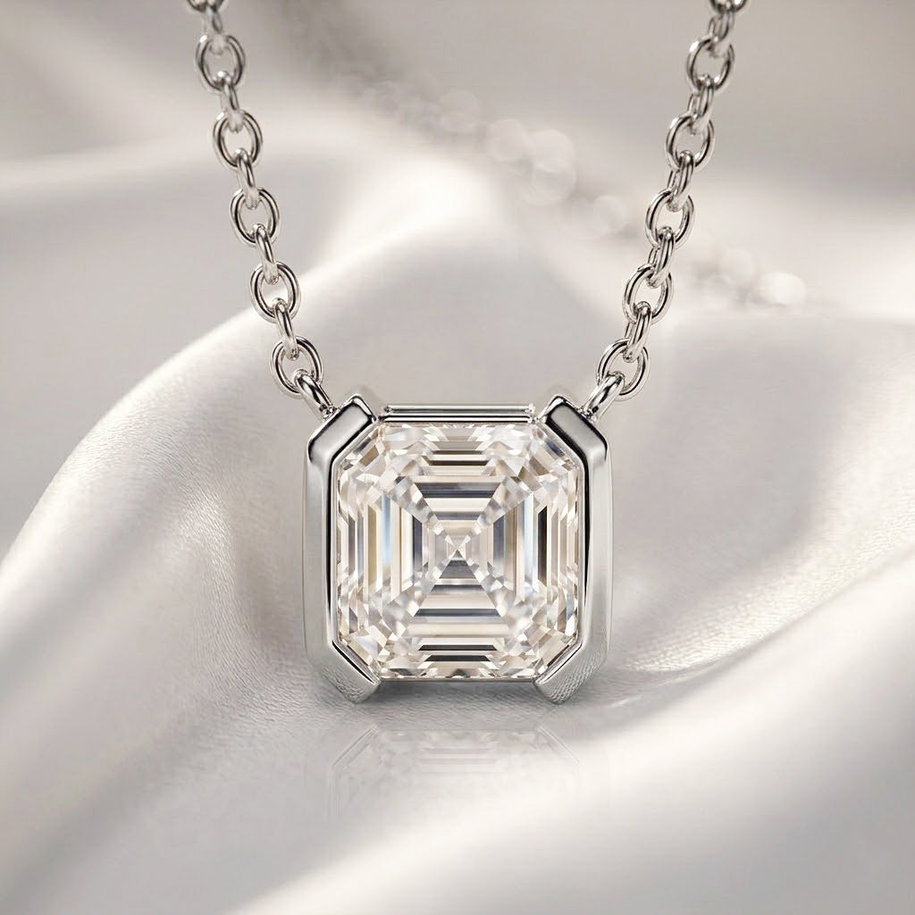 D'Joy - GRA Certified Moissanite Solitaire Necklace (Size - 18) in Rhodium Overlay Sterling Silver 2.00 Ct. V32514289 3