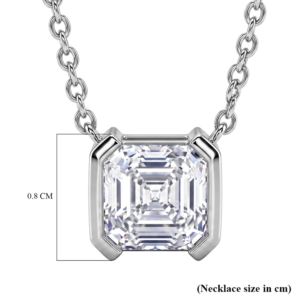 D'Joy - GRA Certified Moissanite Solitaire Necklace (Size - 18) in Rhodium Overlay Sterling Silver 2.00 Ct._8613889_6