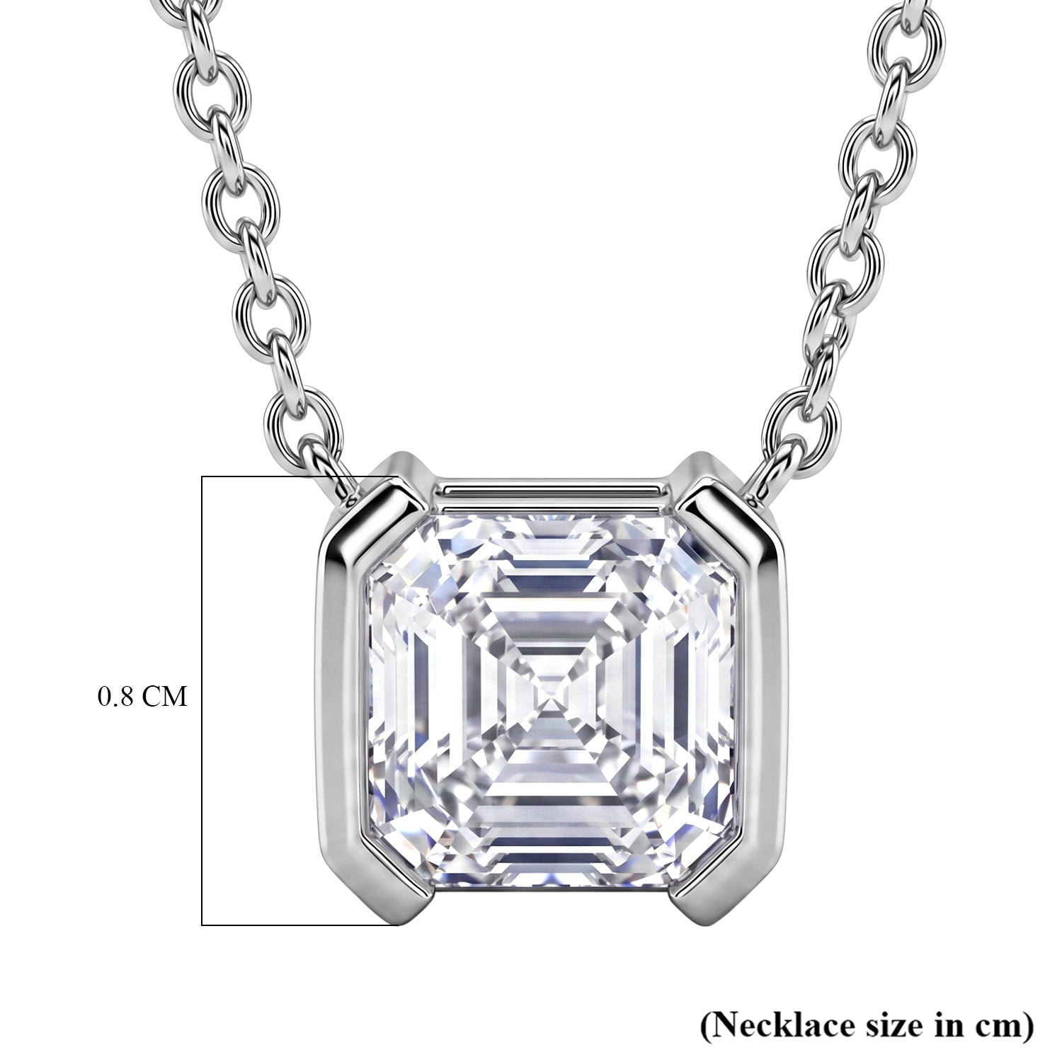 D'Joy - GRA Certified Moissanite Solitaire Necklace (Size - 18) in Rhodium Overlay Sterling Silver 2.00 Ct. V32514289 7