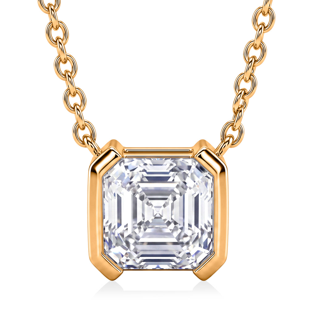 D'Joy - GRA Certified Moissanite Solitaire Necklace (Size - 18) in Yellow Gold Plated Sterling Silver 2.00 Ct._8613890