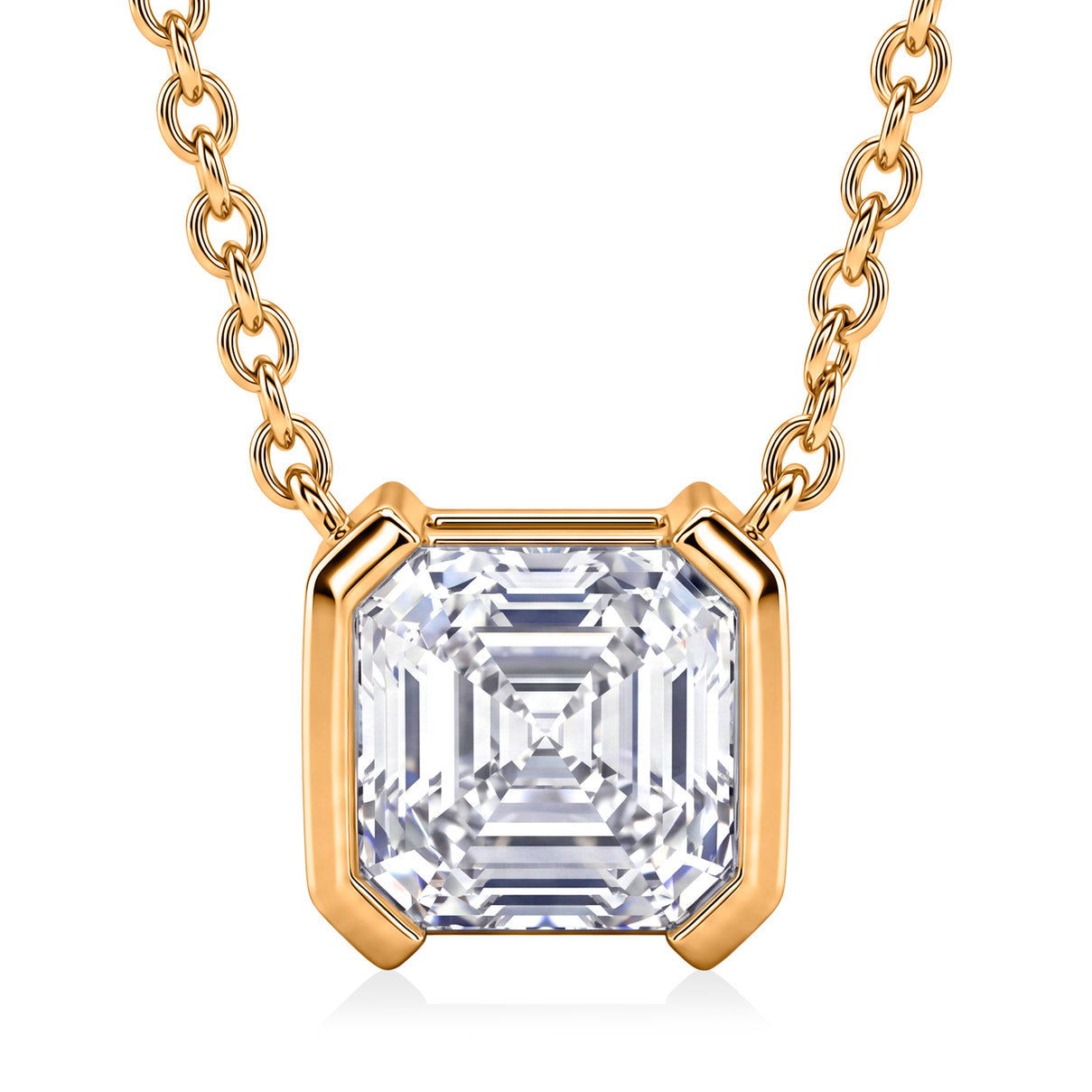 D'Joy - GRA Certified Moissanite Solitaire Necklace (Size - 18) in Yellow Gold Plated Sterling Silver 2.00 Ct. V32533459 0