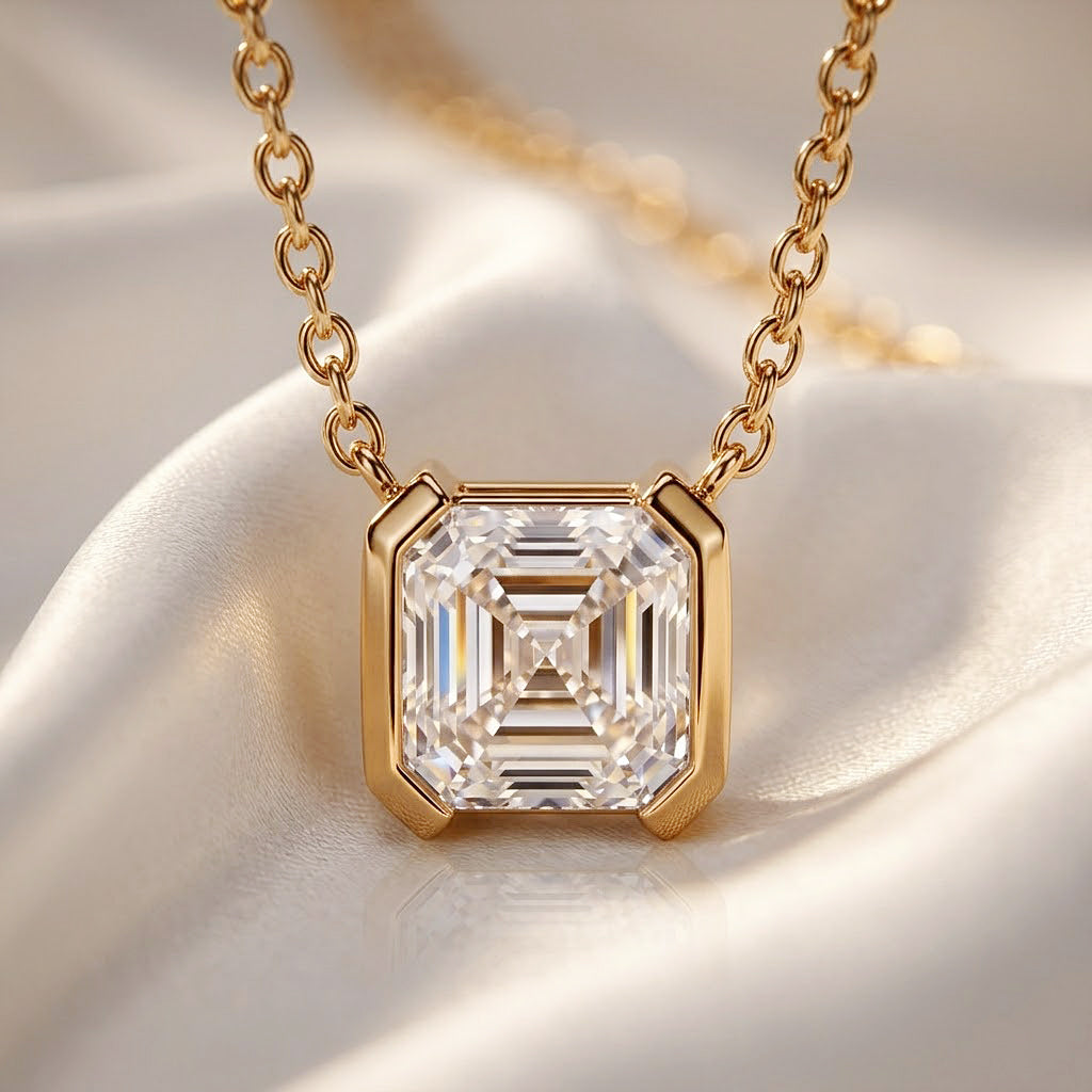 D'Joy - GRA Certified Moissanite Solitaire Necklace (Size - 18) in Yellow Gold Plated Sterling Silver 2.00 Ct._8613890_2
