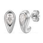 D'Joy - GRA Certified Moissanite Solitaire Stud Push Post Earring in Rhodium Overlay Sterling Silver_8613891