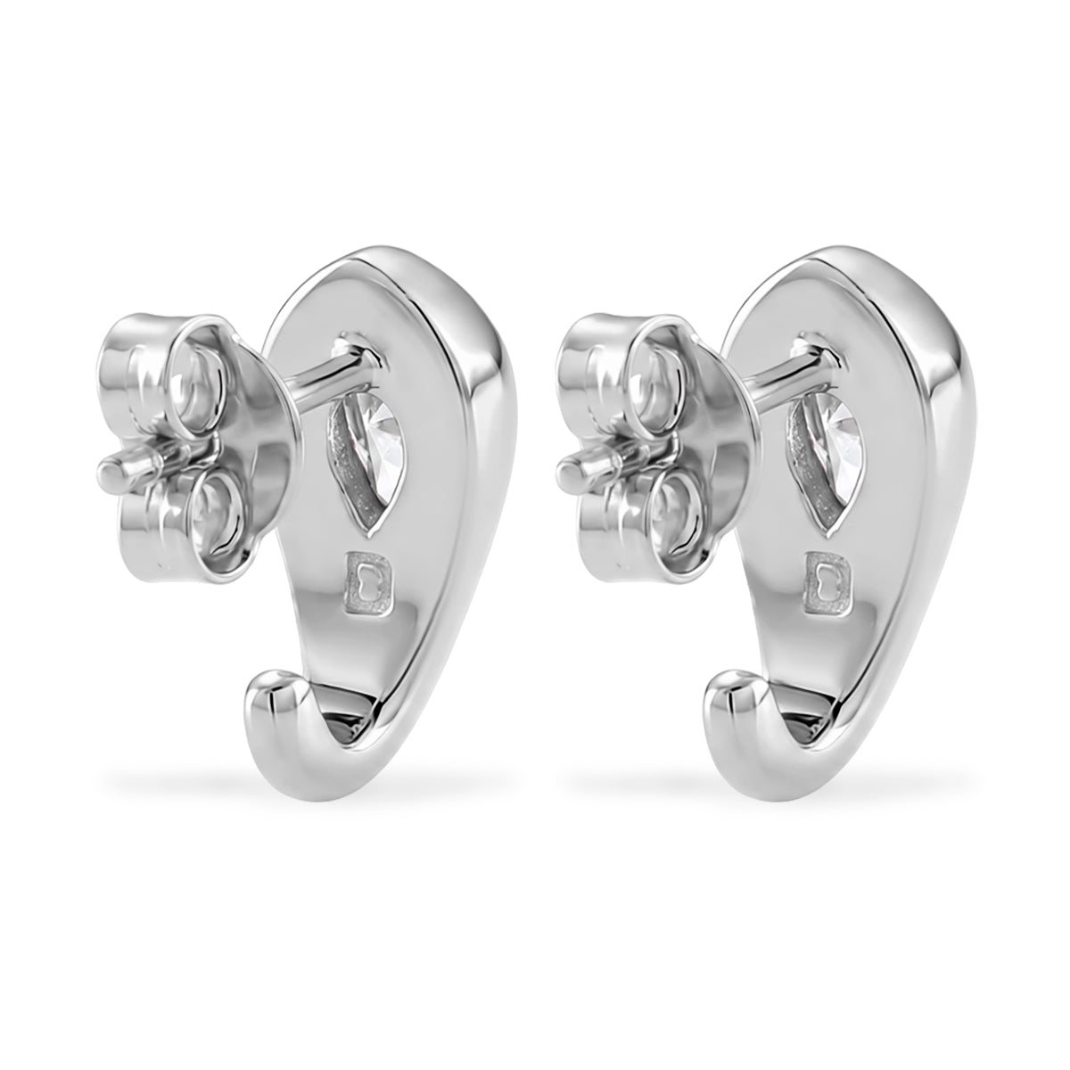 D'Joy - GRA Certified Moissanite Solitaire Stud Push Post Earring in Rhodium Overlay Sterling Silver 8613891 4