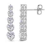 D'Joy - GRA Certified (D-VVS1) Moissanite Graduated Earring with Push Back in Rhodium Overlay Sterling Silver 2.57 Ct._8613911