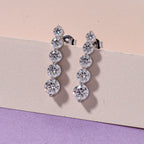 D'Joy - GRA Certified (D-VVS1) Moissanite Graduated Earring with Push Back in Rhodium Overlay Sterling Silver 2.57 Ct._8613911_2