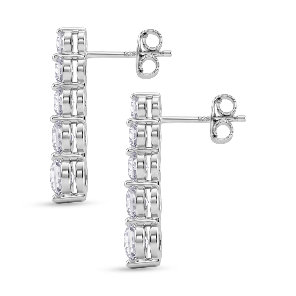 D'Joy - GRA Certified (D-VVS1) Moissanite Graduated Earring with Push Back in Rhodium Overlay Sterling Silver 2.57 Ct._8613911_3