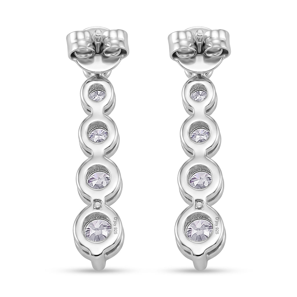 D'Joy - GRA Certified (D-VVS1) Moissanite Graduated Earring with Push Back in Rhodium Overlay Sterling Silver 2.57 Ct._8613911_4