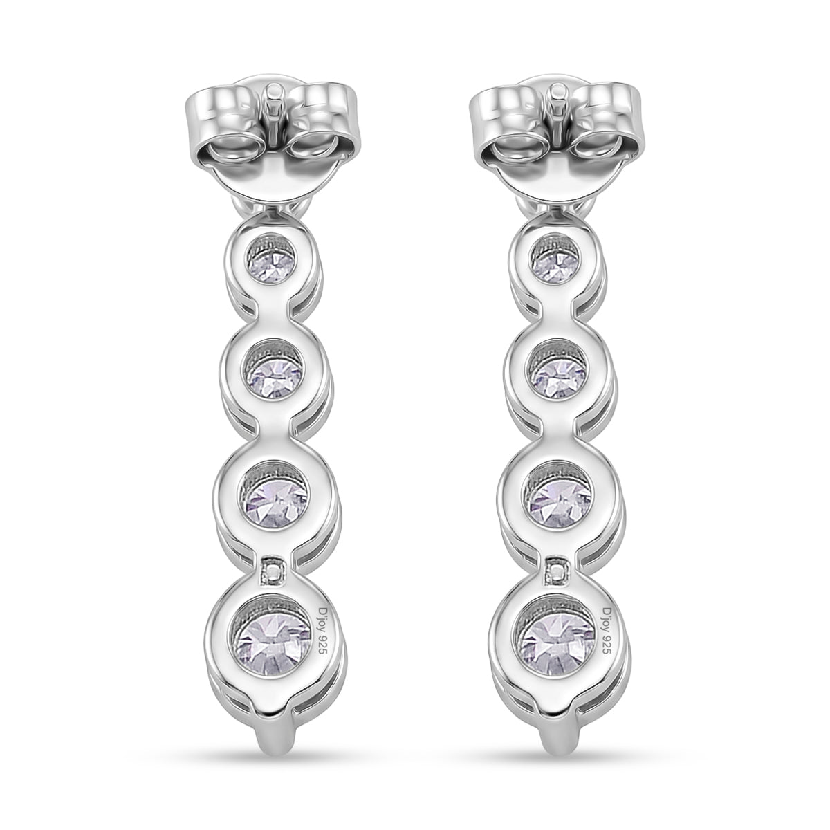 D'Joy - GRA Certified (D-VVS1) Moissanite Graduated Earring with Push Back in Rhodium Overlay Sterling Silver 2.57 Ct. V32517821 5
