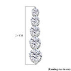 D'Joy - GRA Certified (D-VVS1) Moissanite Graduated Earring with Push Back in Rhodium Overlay Sterling Silver 2.57 Ct._8613911_5