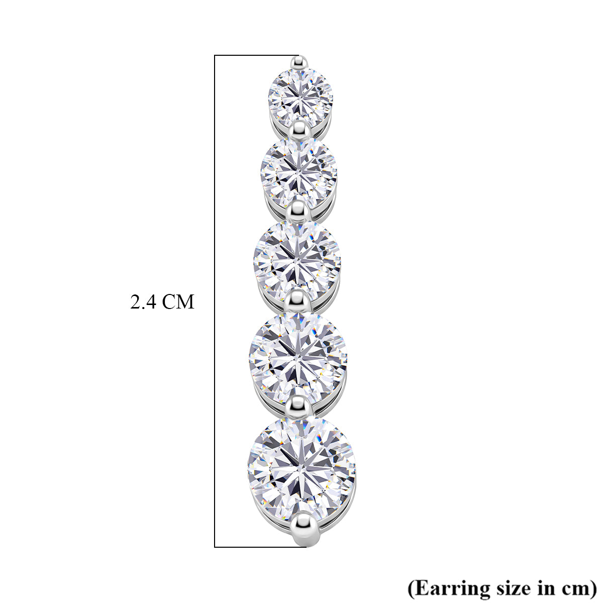 D'Joy - GRA Certified (D-VVS1) Moissanite Graduated Earring with Push Back in Rhodium Overlay Sterling Silver 2.57 Ct. V32517821 6