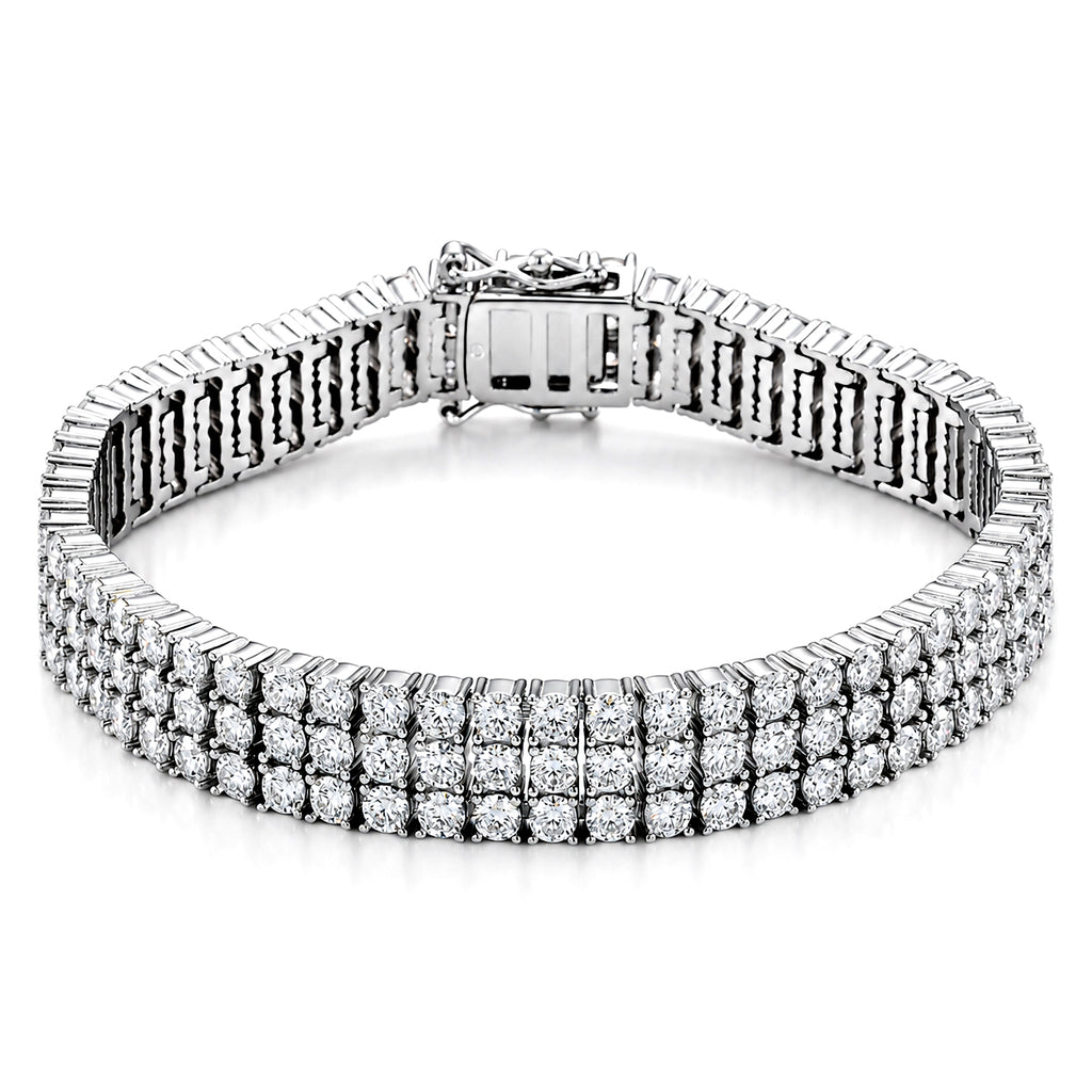 D'Joy - GRA Certified Moissanite Tennis Bracelet (Size - 7.5) in Rhodium Overlay Sterling Silver 18.80 Ct, Silver Wt. 32.00 Gms_8614229