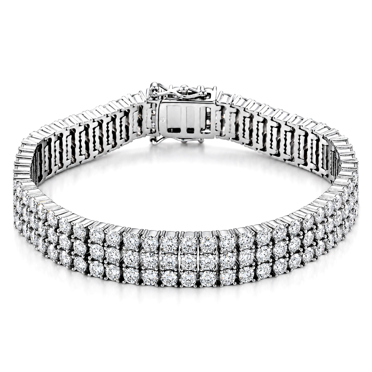 D'Joy - GRA Certified Moissanite Tennis Bracelet (Size - 7.5) in Rhodium Overlay Sterling Silver 18.80 Ct, Silver Wt. 32.00 Gms V32523924 0