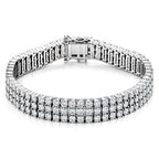 D'Joy - GRA Certified Moissanite Tennis Bracelet (Size - 7.5) in Rhodium Overlay Sterling Silver 18.80 Ct, Silver Wt. 32.00 Gms_8614229