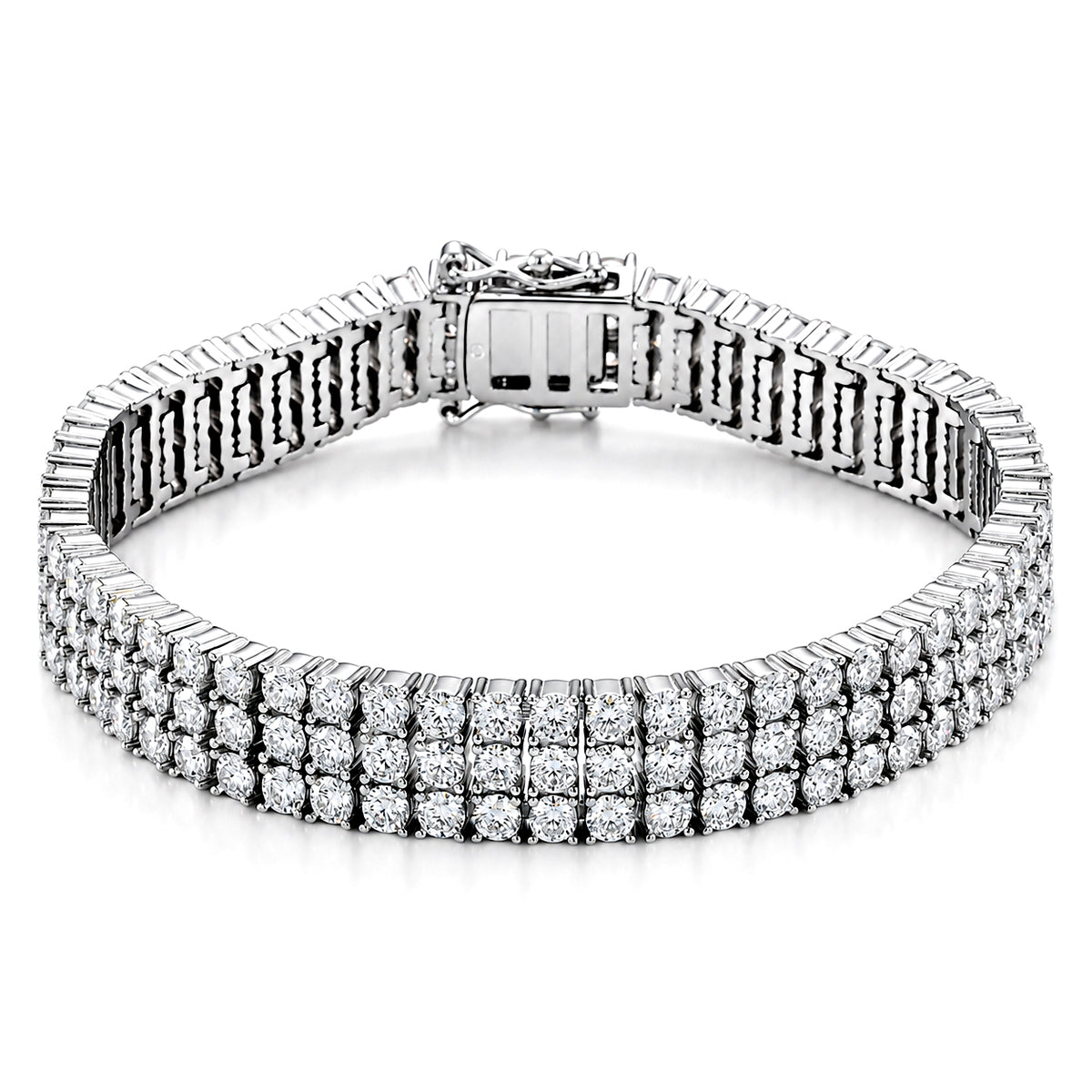 D'Joy - GRA Certified Moissanite Tennis Bracelet (Size - 7.5) in Rhodium Overlay Sterling Silver 18.80 Ct, Silver Wt. 32.00 Gms V32523924 0