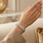 D'Joy - GRA Certified Moissanite Tennis Bracelet (Size - 7.5) in Rhodium Overlay Sterling Silver 18.80 Ct, Silver Wt. 32.00 Gms_8614229_1